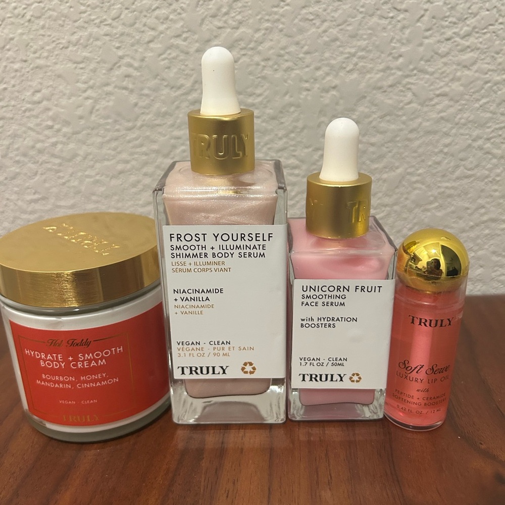 TRULY Skincare 4pcs Bundle-Unicorn Fruit, Frost Yourself, Soft Serve lip oil